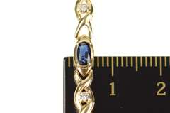 10K Yellow Gold Oval Natural Sapphire Diamond Wavy Link Bracelet