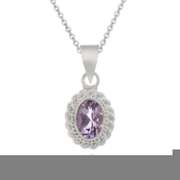 Sterling Silver Amethyst Oval Vintage Pendant