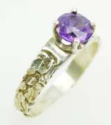 Vintage Sterling Nugget Ring with Vibrant Amethyst, 6.25