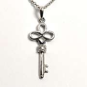 Charming Key Pendant & Diamond Necklace in 14K WG
