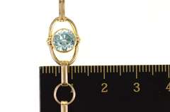 10K Yellow Gold 1940's Blue Topaz Oval Bar Link Chain Bracelet
