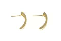 14K Yellow Gold Squared Black Enamel Leaf Vine Semi Hoop Earrings
