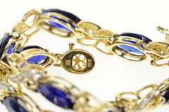 10K Yellow Gold Marquise Syn. Sapphire Diamond Tennis Bracelet
