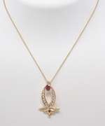Glamorous 21kt Yellow Gold Ruby and Diamond Necklace
