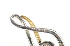 10K Yellow Gold Two Tone Diamond Treble Clef Curvy Symbol Pendant