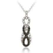 Sterling Silver Black Diamond Accent Double Intertwining Infinity Pendant