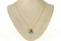 14K Yellow Gold Ornate Black Opal Inlay Curved Design Pendant