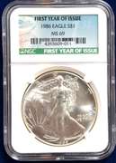 1986 Silver Eagle First Year of Issue NGC MS69