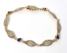 Sterling Silver Vermeil Blue Stone Bracelet