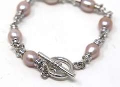 Sterling Silver Pinkish Pearl Toggle Bracelet