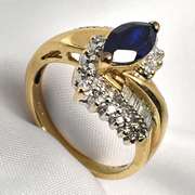 Pleasing Marquise Sapphire & Diamond Ring