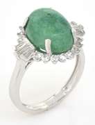 Classic Emerald & White Sapphire Ring in Sterling Silver