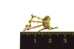 9K Yellow Gold Ornate Enamel Scottish Bagpipe Instrument Charm/Pendant