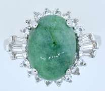Classic Emerald & White Sapphire Ring in Sterling Silver