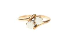 10K Yellow Gold Victorian Natural Opal Two Stone Bypass Ring