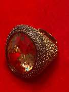 18k gold Topaz & Sapphire Ring With 3.00 Carats  Of Chocolate Diamonds