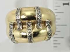Impressive Vintage Heavy 14K and  Diamond Ring