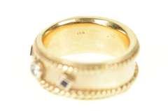 14K Yellow Gold Diamond Sapphire Rope Trim Ornate Band Ring