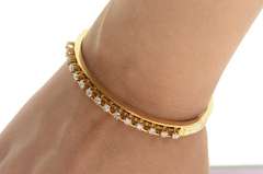 14K Yellow Gold 1.20 Ctw 1930's Diamond Ornate Classic Bangle Bracelet