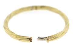Simple 14kt YG Twist Motif Hinged Bangle Bracelet
