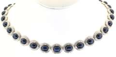 Mesmerizing 107.60 CTW Star Sapphire & Diamond Necklace in Sterling Silver