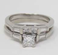 Dazzling Platinum Princess Cut Wedding Set