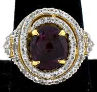 Very Rare Unheated 8.64CTS Show-Stopping Star Ruby & White Sapphire Ring in Vermeil