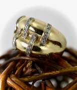 Impressive Vintage Heavy 14K and  Diamond Ring