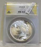 1923 Peace Dollar ANACS MS-64