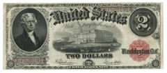 Choice AU 1917 Series Large Size $2 Legal Tender note