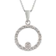 Sterling Silver 1/8ct Diamond Open Circle Eternity Pendant
