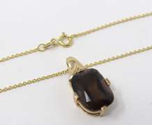 Fabulous 14kt YG Smokey Quartz Necklace