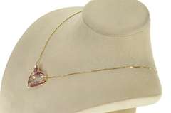 14K Yellow Gold Ruby Diamond Classic Curvy Heart Pendant