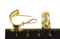 14K Yellow Gold 1.40 Ctw Sapphire Diamond French Clip Hoop Earrings