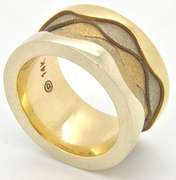 LADIES 14kt Yellow and White Gold HEAVY AND WIDE BAND
