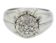 White Gold Diamond Cluster Gypsy Style Ring