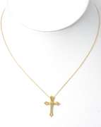 Dainty Cross Necklace with Diamond Accent in 14KT Yellow Gold