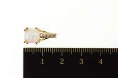 14K Yellow Gold Cushion Syn. Opal Cubic Zirconia Statement Pendant