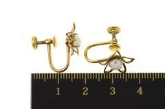 Gold Filled Opal Flower Daisy Retro Screw Back Earrings