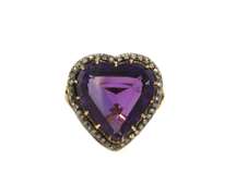 Vintage 14kt RG Heart Shaped Amethyst & Diamond Ring
