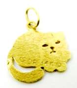 Vintage 14K Yellow Gold Cat Pendant