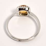 Stylish Citrine & Diamond Ring in 14K WG