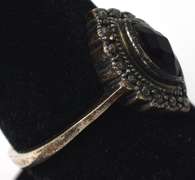 Gothic Black Stone Ring in Sterling Silver