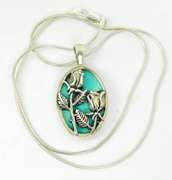 Kabana Reversible Sterling Turquoise Pendant & Chain