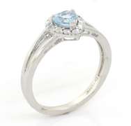 Sweet Heart Shaped Aquamarine & Diamond Ring in Sterling