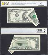 $5 1995 FRN Printed Fold Great Eye Appeal PCGS BN Extremely Fine 40
