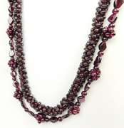 2 Long Vintage Garnet Bead Necklaces