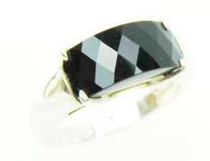 Sleek Sterling Black Onyx Saddle Ring, 9.25