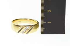 14K Yellow Gold Men's Classic Grooved Diamond Wedding Band Ring