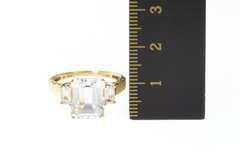 10K Yellow Gold Three Stone Emerald CZ Travel Engagement Ring